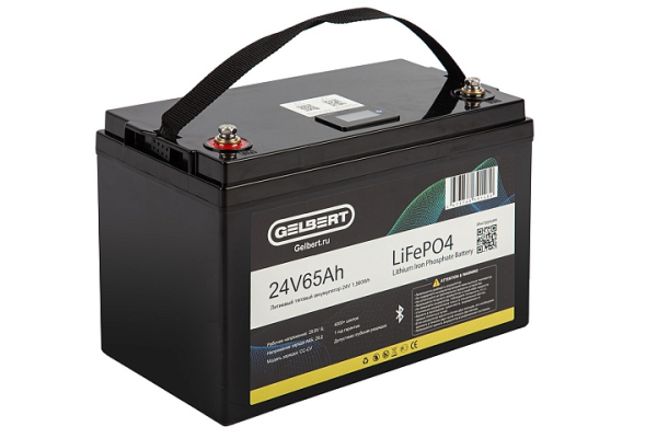 Литиевый тяговый аккумулятор Gelbert LiFePO4 (24V/65Ah/65A/1,560Wh) BT/Display